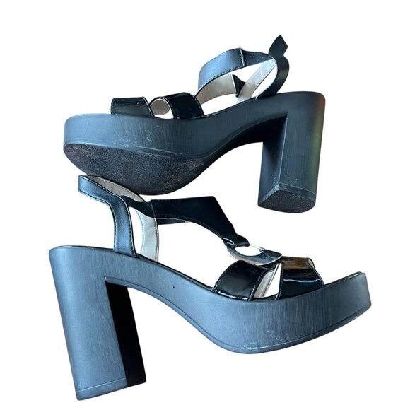 Bruna Jesi Black Leather Italian High Quality Ankle Strap Block Heel Sandals 39 - Picture 3 of 10